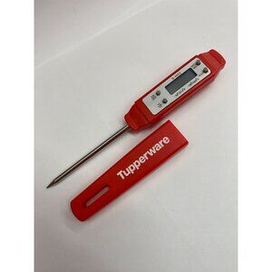 Tupperware Digital Food Thermometer With Protective Cover - Red & Stainless Stee